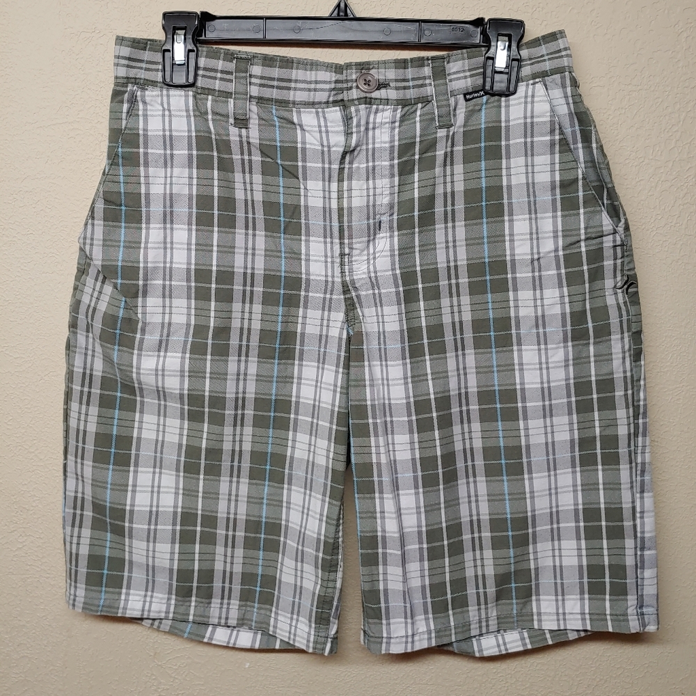 Hurley Grey & White Plaid Shorts Size 30